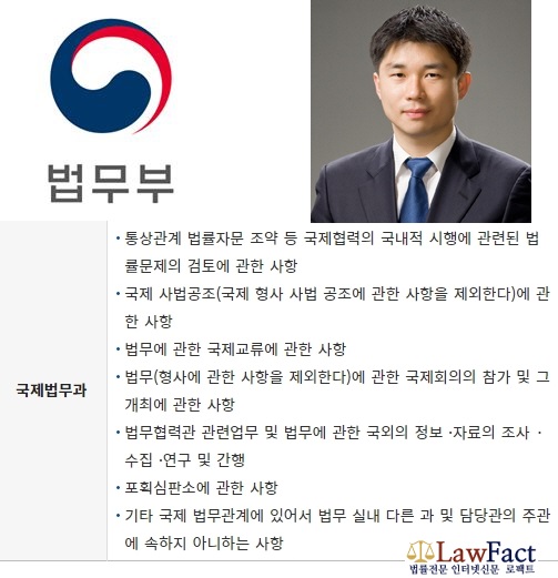 한창완 신임 국제법무과장과 법무실 국제법무과 분장사무